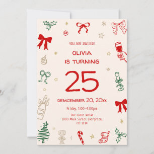 Invitation Fête de Noël pour adultes dessinée à la main