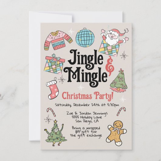 Invitation Fête de Noël pour chien rétro pour adultes ou enfa (Devant)