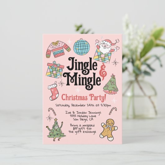 Invitation Fête de Noël pour chien rétro pour adultes ou enfa (Debout devant)