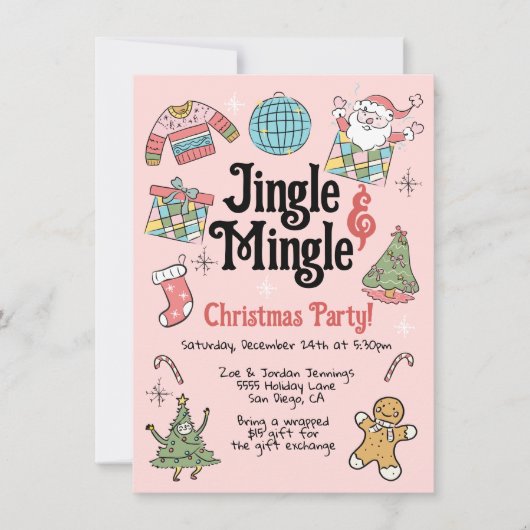 Invitation Fête de Noël pour chien rétro pour adultes ou enfa (Devant)