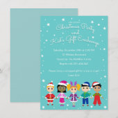 Invitation Fête de Noël pour enfants et échange de cadeaux po (Devant / Derrière)