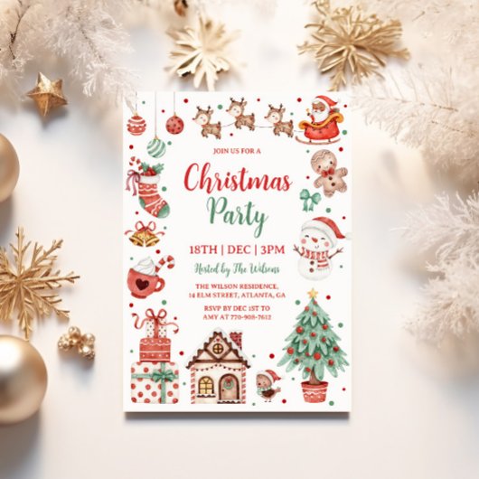 Invitation Fête de Noël pour Enfants Mignons