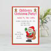 Invitation Fête de Noël pour enfants Père Noël Cute (Debout devant)