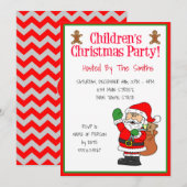 Invitation Fête de Noël pour enfants Père Noël Cute (Devant / Derrière)