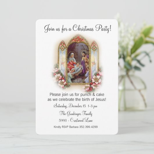 Invitation Fête de Noël pour Jésus (Debout devant)
