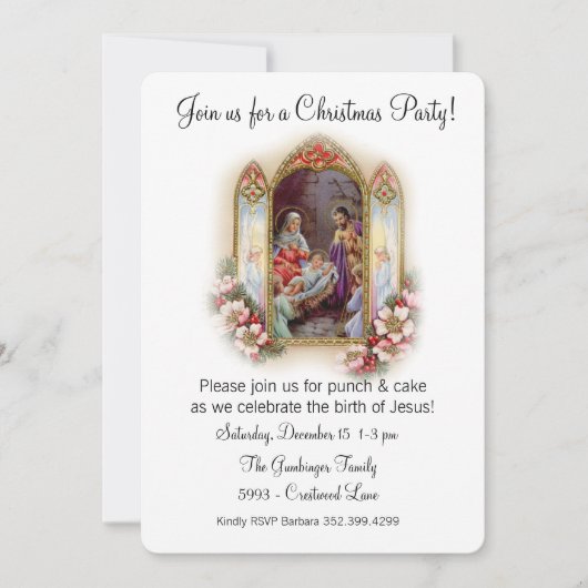 Invitation Fête de Noël pour Jésus (Devant)