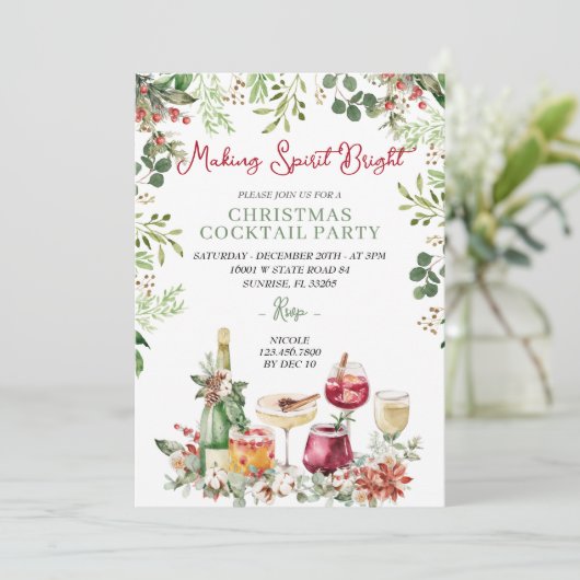 Invitation Fête de Noël pour les spiritueux (Debout devant)