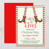 Invitation Fête de Noël pour tous les Elfes (Devant / Derrière)