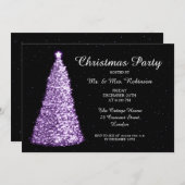 Invitation Fête de Noël pourpre (Devant / Derrière)