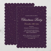 Invitation Fête de Noël pourpre étoile (Devant / Derrière)