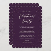 Invitation Fête de Noël pourpre étoile (Devant / Derrière)