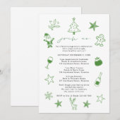 Invitation Fête de Noël Progressive Doodles Festive (Devant / Derrière)