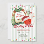 Invitation Fête de Noël Pull de Noël Laid Bowling (Devant)