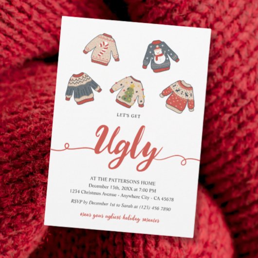 Invitation Fête de Noël Pull Ugly Let's Get Ugly