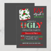 Invitation Fête de Noël Pull Ugly Tableau Noir (Devant / Derrière)