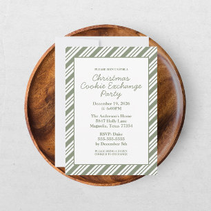 Invitation Fête de Noël rayée de canne à bonbons verte