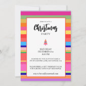Invitation Fête de Noël Rayures Colorées (Devant)