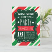 Invitation Fête de Noël Red and Green Stripes (Debout devant)