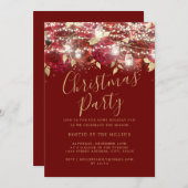 Invitation Fête de Noël Red Gold Foliing (Devant / Derrière)