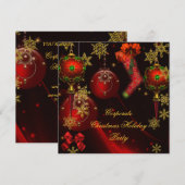 Invitation FÊTE DE NOËL Red Gold Holiday Corporate (Devant / Derrière)