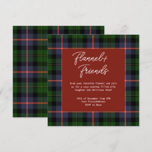 Invitation Fête de Noël Red Green Tartan Flannel & Friends