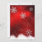 Invitation Fête de Noël Red Sparkel Snowflake (Dos)