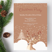 Invitation Fête de Noël Reindeer moderne Brown