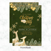 Invitation Fête de Noël Reindeer & Snowflakes