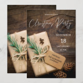 Invitation Fête de Noël Renne & Cadeau (Devant / Derrière)