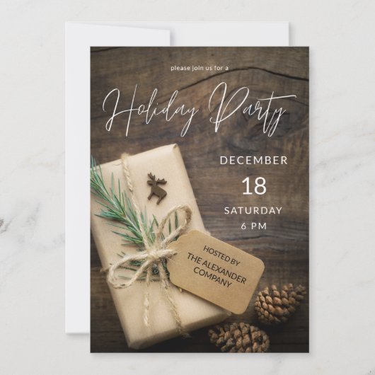 Invitation Fête de Noël Renne & Cadeau (Devant)
