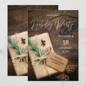 Invitation Fête de Noël Renne & Cadeau (Devant / Derrière)