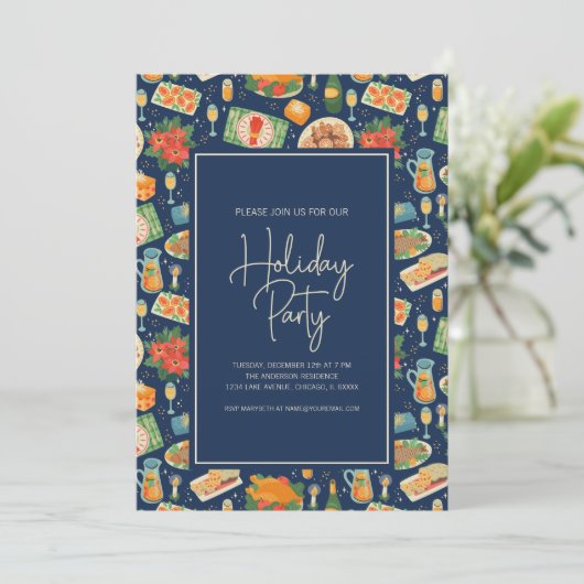 Invitation Fête de Noël Repas Fête (Debout devant)