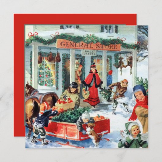 Invitation fête de Noël rétro (Devant / Derrière)