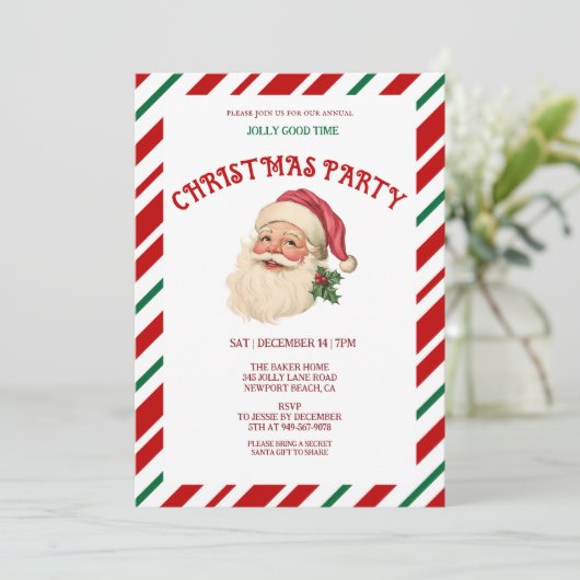 Invitation Fête de Noël rétro (Debout devant)