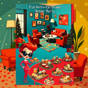 Invitation Fête de Noël rétro amusante 1950s Lounge 2