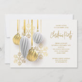 Invitation Fête de Noël rétro Argent et Or (Devant)