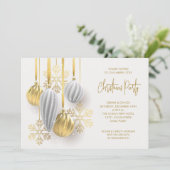 Invitation Fête de Noël rétro Argent et Or (Debout devant)