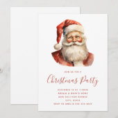 Invitation Fête de Noël rétro avec le Père Noël (Devant / Derrière)