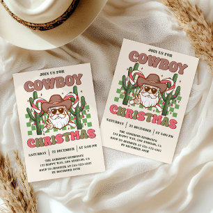 Invitation Fête de Noël Retro Cowboy Vacances occidentales
