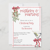 Invitation Fête de Noël Rétro Festive Gui & Martinis (Devant)