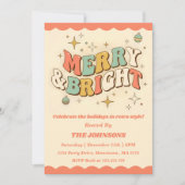 Invitation Fête de Noël Retro Merry & Bright Modifiable (Devant)