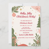 Invitation Fête de Noël rétro mignonne de vacances (Devant)