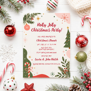 Invitation Fête de Noël rétro mignonne de vacances