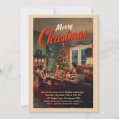 Invitation Fête de Noël rétro vintage (Devant)