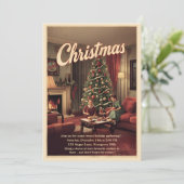 Invitation Fête de Noël rétro vintage (Debout devant)