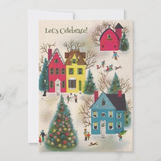 Invitation Fête de Noël Retro vintage (Devant)