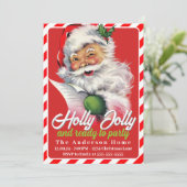 Invitation Fête de Noël Retro Vintage Père Noël (Debout devant)