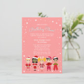 Invitation Fête de Noël rose (Debout devant)