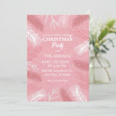 Invitation Fête de Noël rose avec feuilles de pins (Debout devant)