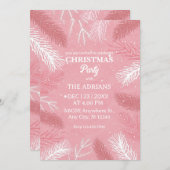 Invitation Fête de Noël rose avec feuilles de pins (Devant / Derrière)